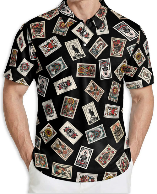 Tarot Card Polo Shirt for Men – Mystical Fortune Design | Netecom
