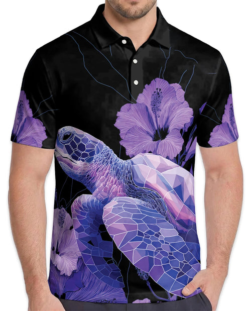 Polynesian Sea Turtle Floral Polo Shirt for Men – Tropical Island Style | Netecom