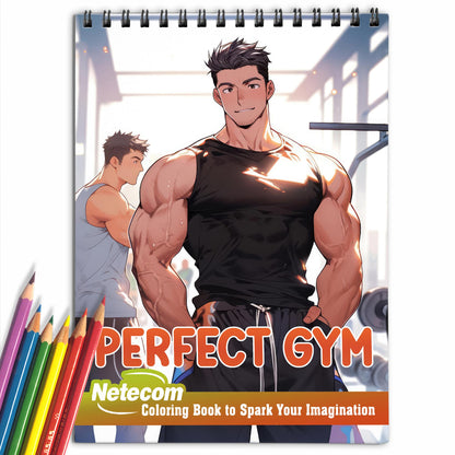 Perfect Gym Spiral Bound Coloring Book, Unleash Your Creativity in a Gym Setting with 30 Empowering Pages of LGBTQ+ Gym Scenes.