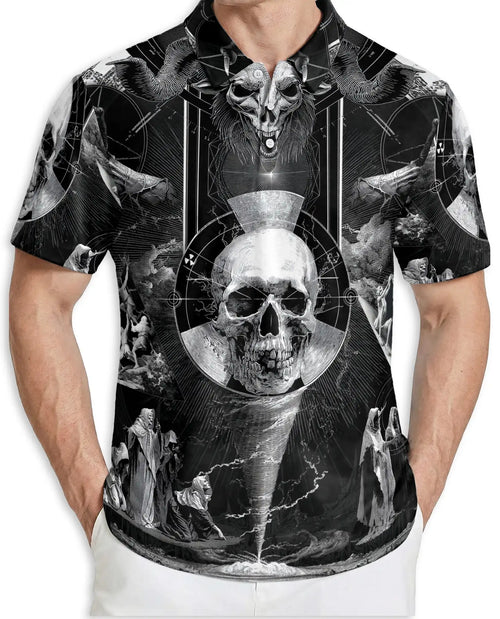 Dark Gothic Skull Polo Shirt for Men- Skull Horror Fantasy | Netecom