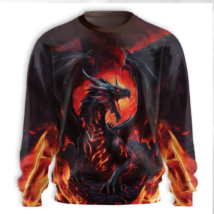 Mythical Dragon Sweatshirt, 3D All Over Print Fantasy Dragon Crewneck Pullover for Men Women, Dragon Lover Gift - Netecom