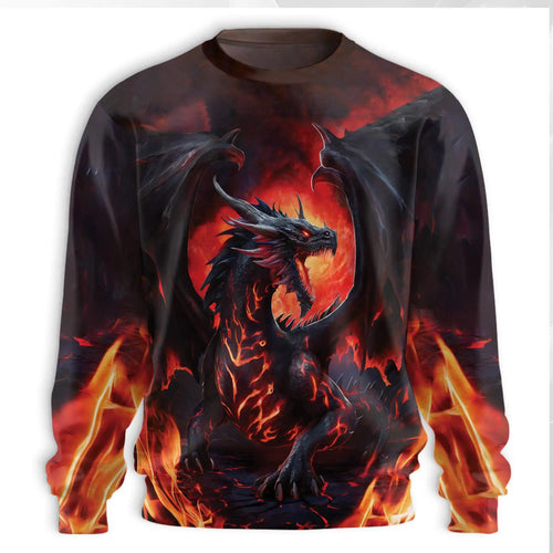 Mythical Dragon Sweatshirt, 3D All Over Print Fantasy Dragon Crewneck Pullover for Men Women, Dragon Lover Gift - Netecom