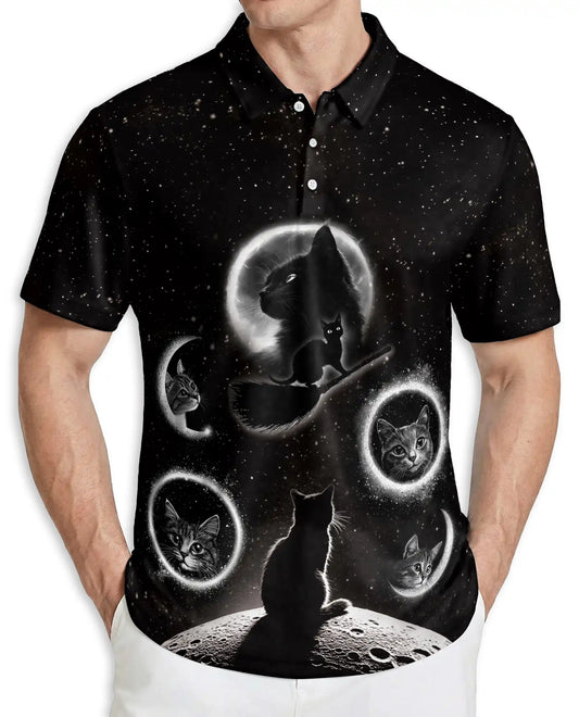 Black Cat Galaxy Polo Shirt | Netecom