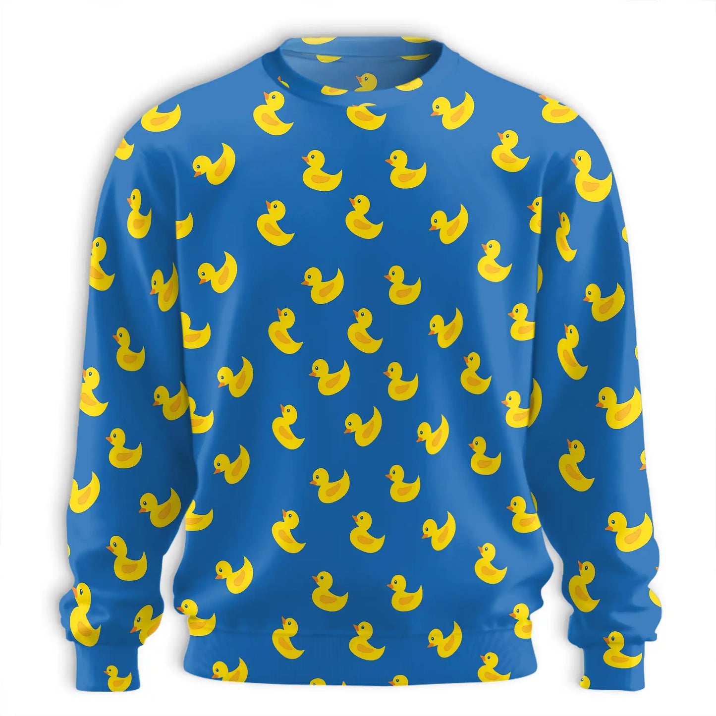 Rubber Duck Seamless Pattern Sweatshirt, 3D All Over Print Cute Duck Crewneck Pullover for Men Women, Rubber Duck Lover Gift - Netecom