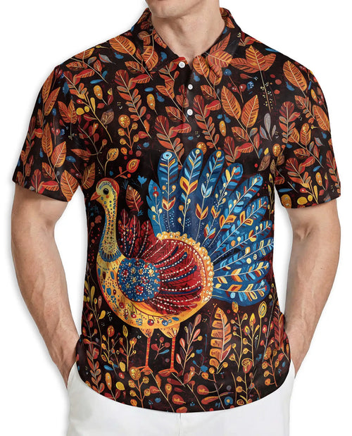 Colorful Turkey Fall 3D Polo Shirt for Men | Netecom