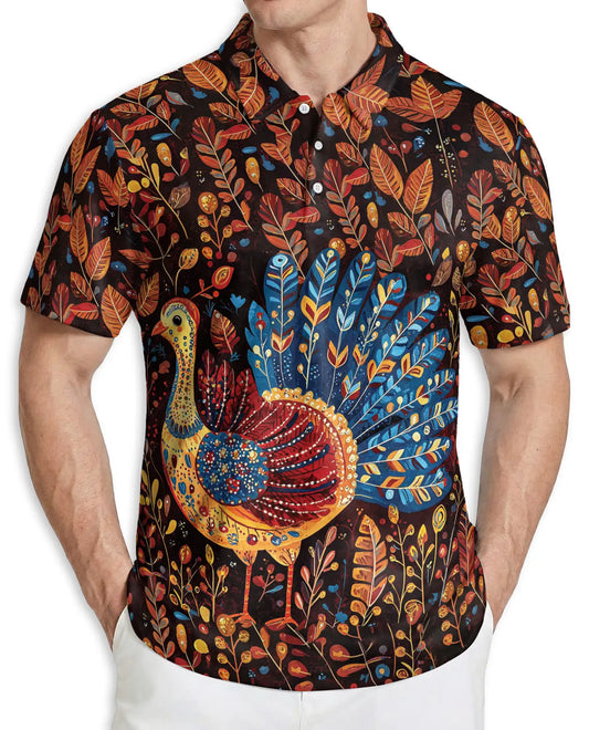 Colorful Turkey Fall 3D Polo Shirt for Men | Netecom