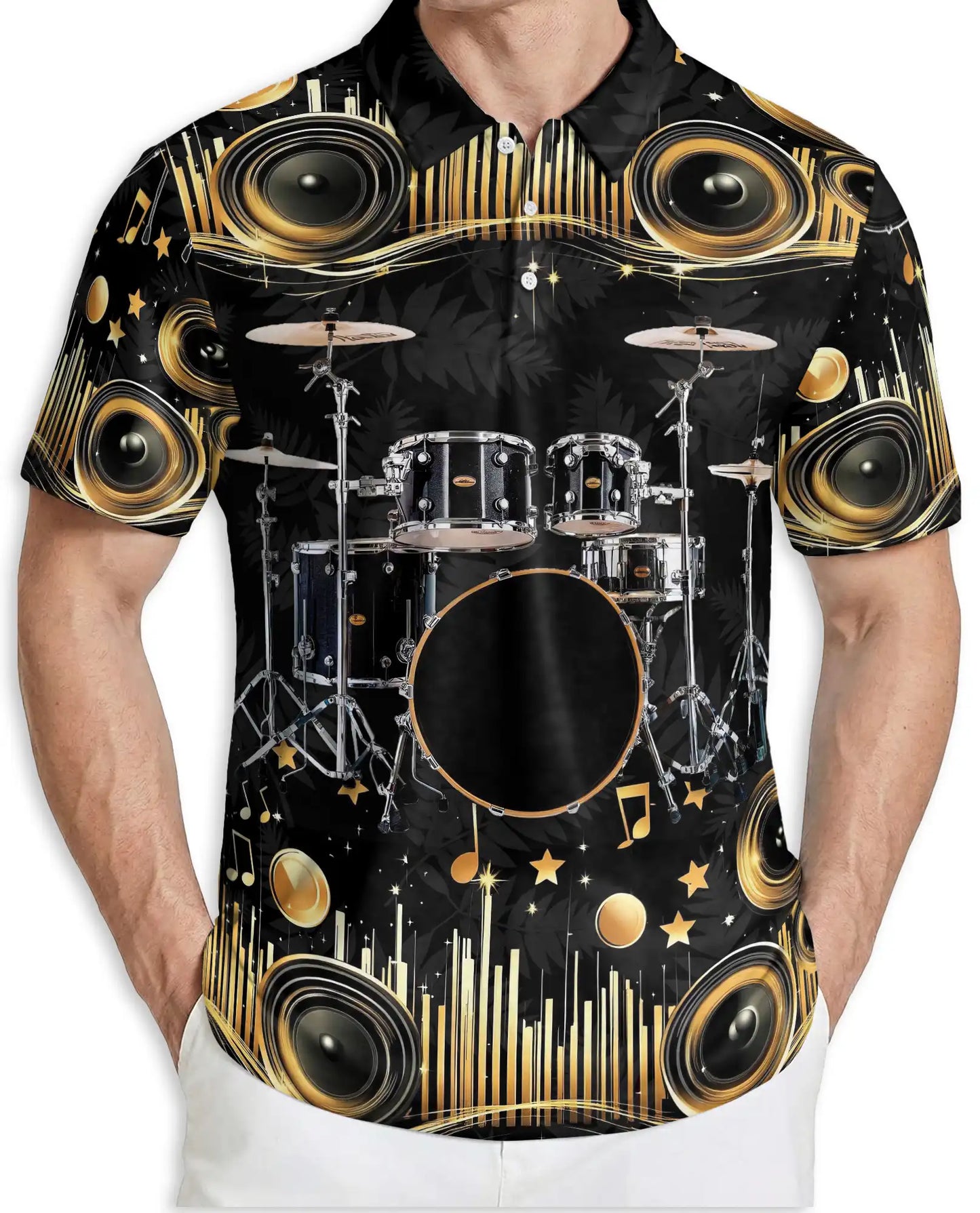 Drummer Music Lover Speaker Sound System Polo Shirt | Netecom