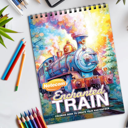 Train Spiral Bound Coloring Book, Iconic Trains for a Nostalgic and Adventurous Coloring Experience, Ideal for Train Enthusiasts and Travel Dreamers