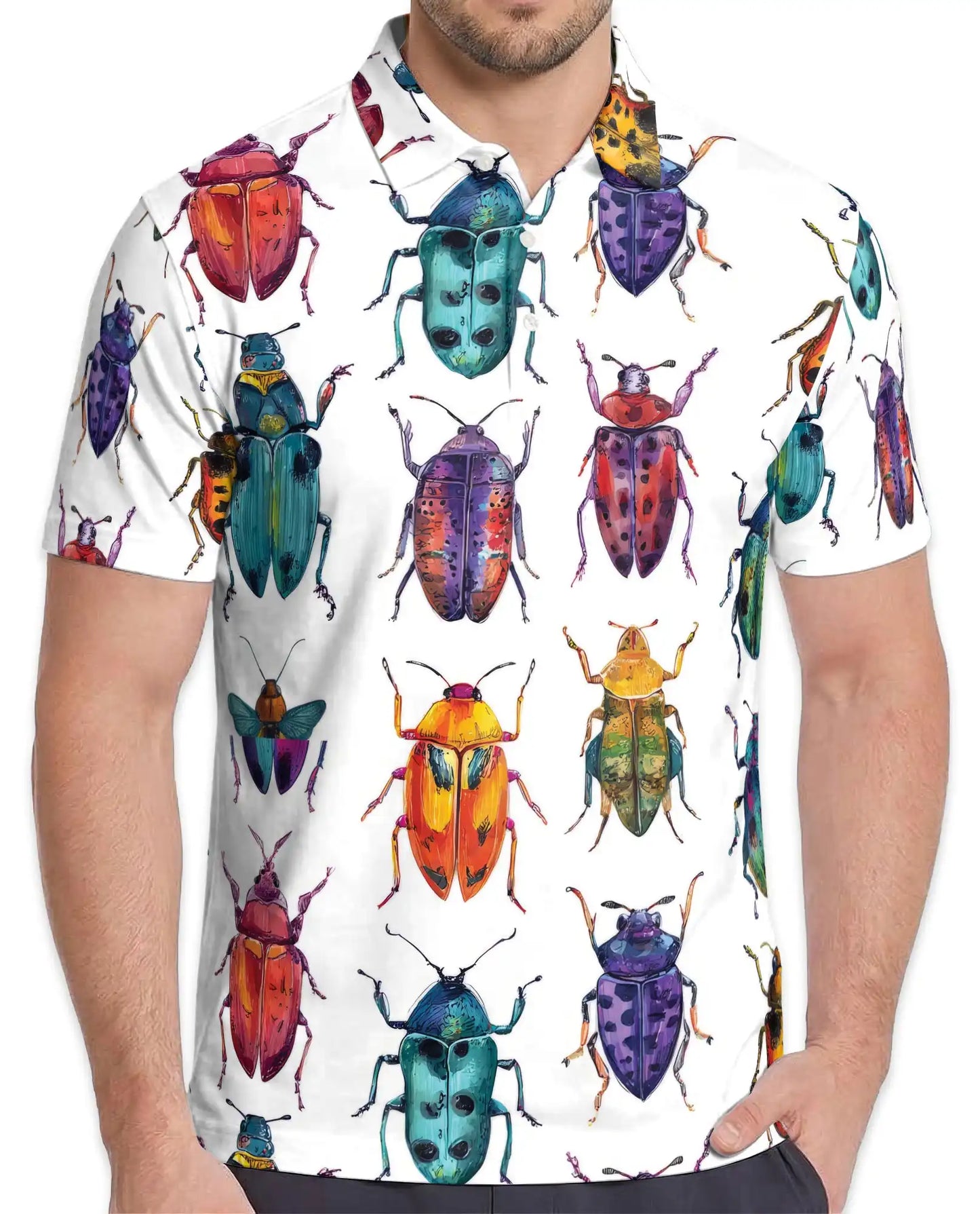 Colorful Beetle Polo Shirt for Men – Nature Insect Style | Netecom