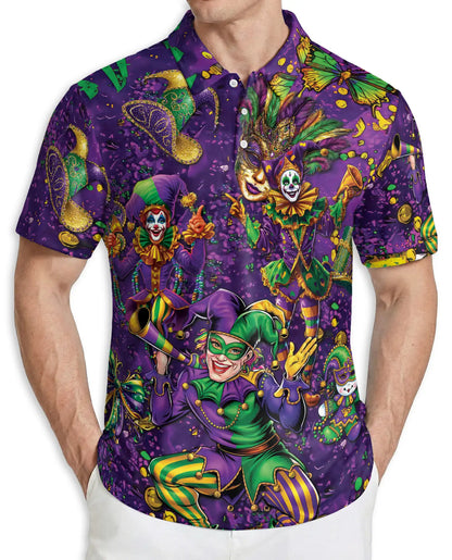 Mardi Gras Jester Hawaiian Polo Shirt | Netecom