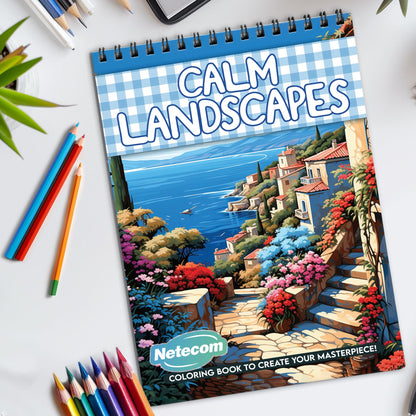 Calm Landscapes Spiral Bound Coloring Book, Peaceful Landscapes for Serene and Relaxing Moments, Ideal for Those Seeking Tranquil and Soothing Art