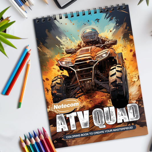 ATV Quad Spiral Bound Coloring Book, Rugged ATV Quad Adventures for Off-Road Coloring Excitement, Ideal for Fans of Outdoor Adventure and Motor Sports