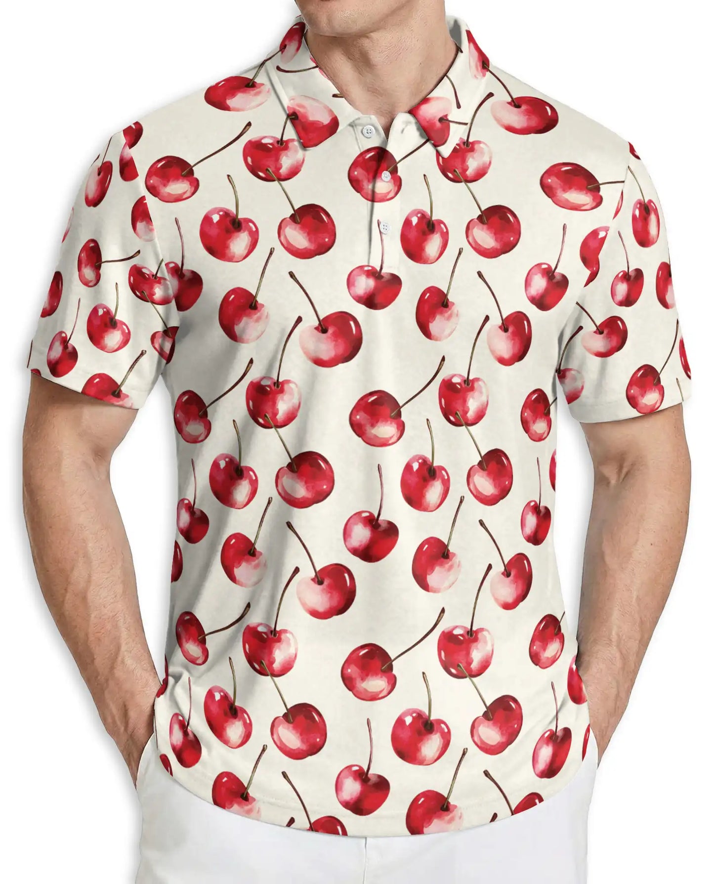 Cherry Print Polo Shirt – Cute Fruit Summer Style | Netecom