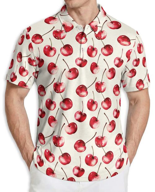 Cherry Print Polo Shirt – Cute Fruit Summer Style | Netecom
