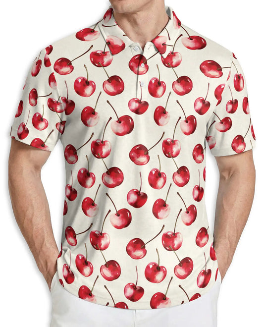 Cherry Print Polo Shirt – Cute Fruit Summer Style | Netecom
