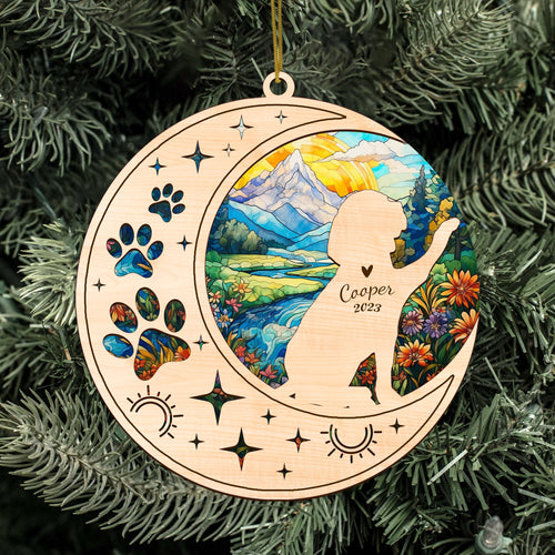 Netecom Beagle Dog Memorial Suncatcher, Personalized Beagle Christmas Ornament with Name Date, Bereavement Gifts for Loss of Pet, Dog Death Sympathy Gift Pet Loss Sun Catchers, Dog Grief Gift