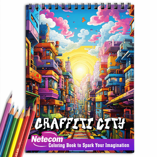 Graffiti City Spiral Bound Coloring Book, Unleash Your Artistic Talents in the Graffiti City Coloring Book with 30 Charming Coloring Pages for Coloring Enthusiasts to Embrace the Bold and Colorful Designs of Graffiti Art