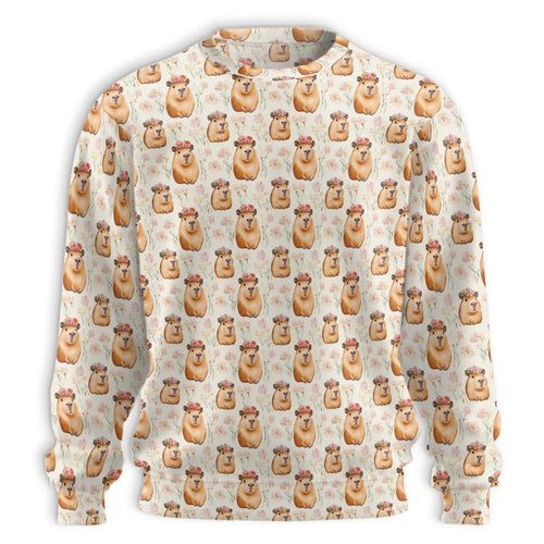 Cute Capybara Sweatshirt, 3D All Over Print Adorable Animal Crewneck Pullover for Men Women, Capybara Lover Gift - Netecom