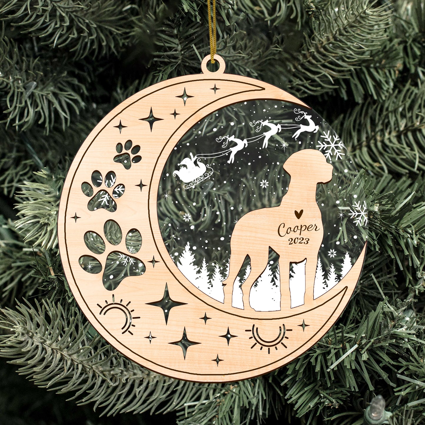 Netecom Vizsla Dog Memorial Suncatcher, Personalized Vizsla Christmas Ornament with Date Name, Bereavement Gifts for Loss of Pet, Dog Death Sympathy Gifts Pet Loss Sun Catchers, Dog Grief Gift