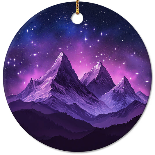 Netecom Purple Mountain Christmas Ornaments, Ceramic Night Sky Keepsake Ornament for Christmas Tree Decorations, Gifts for Holiday, Party, Home Decor