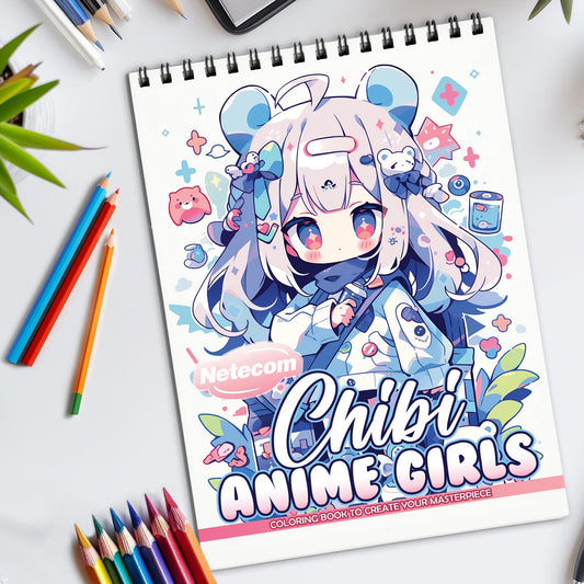 Anime Chibi Spiral Bound Coloring Book, Cute Anime Chibi Characters for a Kawaii and Fun Art Activity, Great for Anime Fans and Young Artists