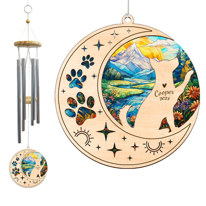 Netecom Husky Dog Wind Chimes Memorial, Personalized Pet Memorial Windchime for Dog Suncatcher, Dog Loss Memorial Ornament, Loss of Pet Remembrance Gift, Sympathy Pet Wind Chimes Outdoor Garden
