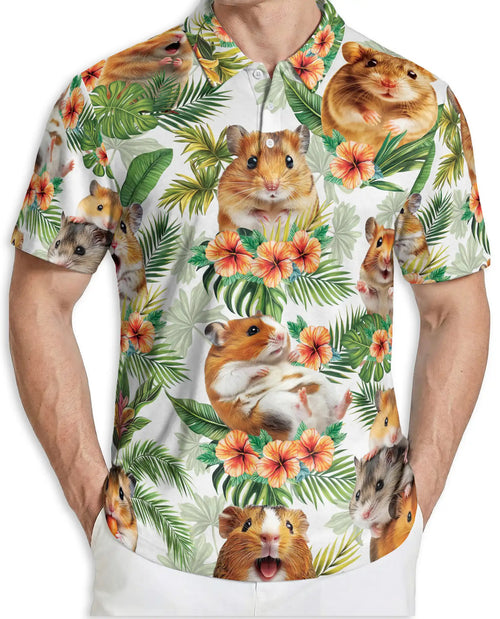 Hamster Polo Shirt – Tropical Hibiscus Pet Print | Netecom