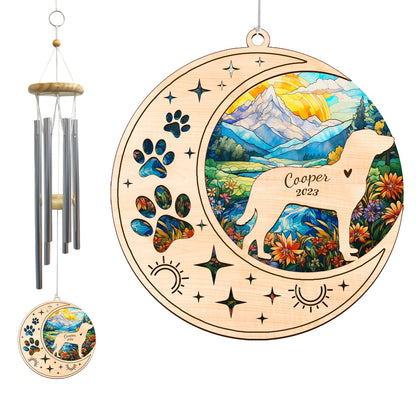 Netecom Chesapeake Bay Retriever Wind Chimes Memorial, Personalized Pet Memorial Windchime for Dog Suncatcher,Dog Loss Memorial Ornament, Loss of Pet Remembrance Gift, Sympathy Pet Wind Chimes Outdoor Garden