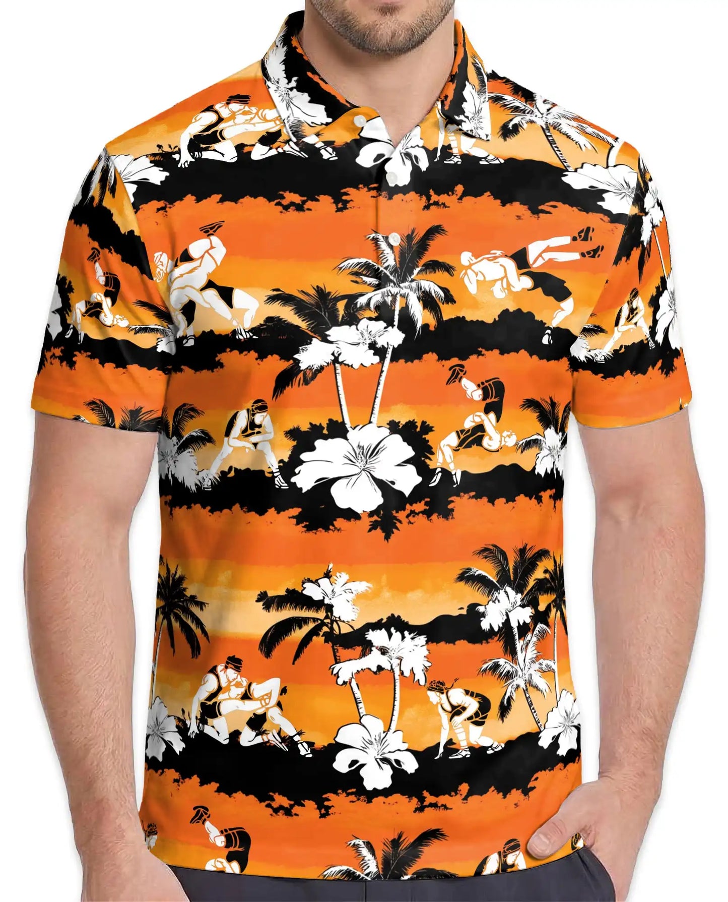 Beach Volleyball Polo Shirt - Tropical Sunset Island Style | Netecom