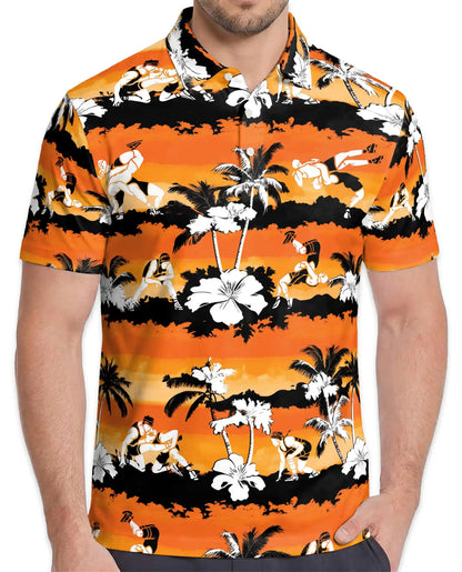 Beach Volleyball Polo Shirt - Tropical Sunset Island Style | Netecom