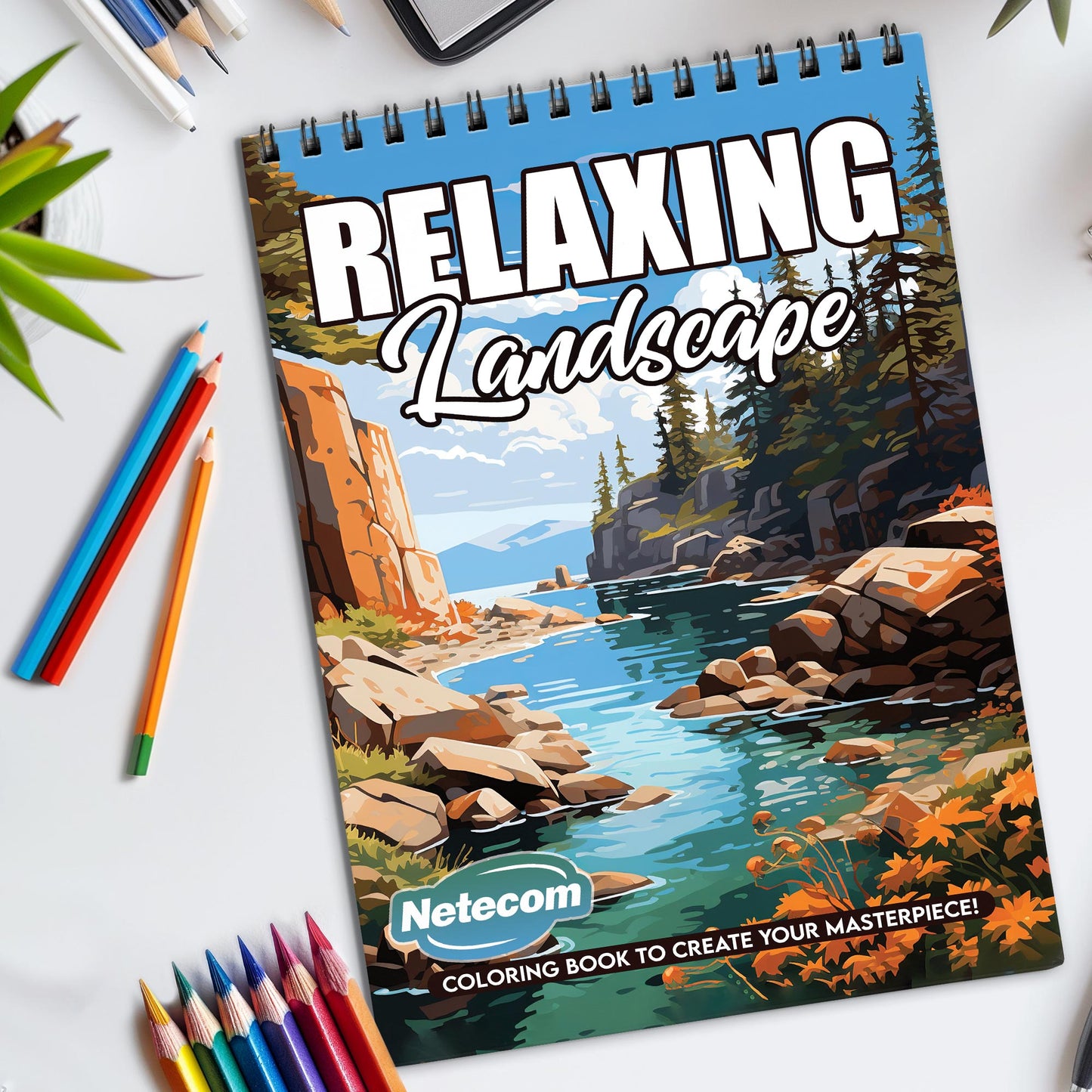 Relaxing Landscape Spiral Bound Coloring Book, Tranquil Landscapes for a Serene and Peaceful Coloring Experience, Great for Nature Lovers and Dreamers