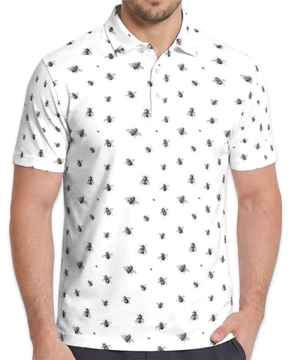 Bee Polo Shirt - Minimalist Honey Bee Pattern Nature Style | Netecom
