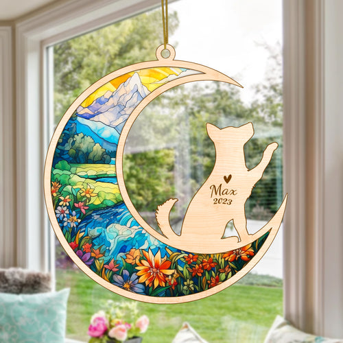 Netecom Husky Dog Memorial Suncatcher, Personalized Husky Christmas Ornament with Name Date, Dog Death Sympathy Gift for Pet Loss Sun Catchers, Dog Grief Gift, Bereavement Gifts for Loss of Pet