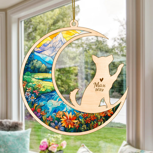 Netecom Husky Dog Memorial Suncatcher, Personalized Husky Christmas Ornament with Name Date, Dog Death Sympathy Gift for Pet Loss Sun Catchers, Dog Grief Gift, Bereavement Gifts for Loss of Pet