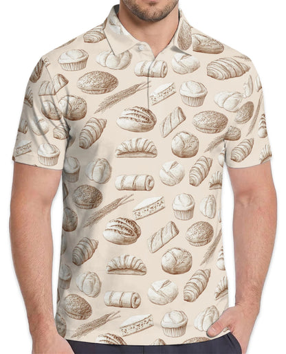 Bread Pattern Polo Shirt for Men – Funny Food Lover Style | Netecom