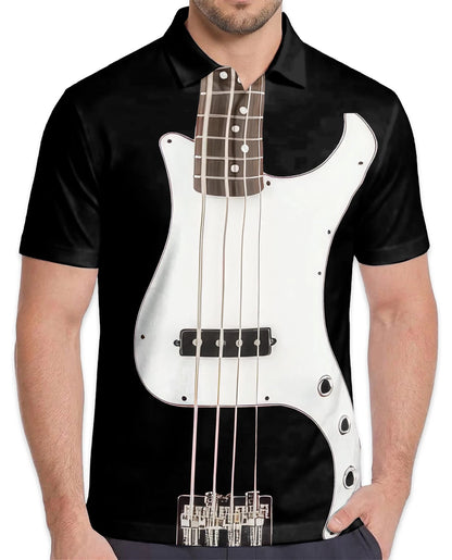 Bass Guitar Polo Shirt for Men – Rock Music Style Design | Netecom