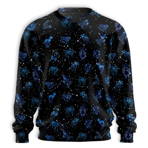 Zodiac Print Sweatshirt, 3D All Over Print Astrology Crewneck Pullover for Men Women, Zodiac Lover Gift - Netecom