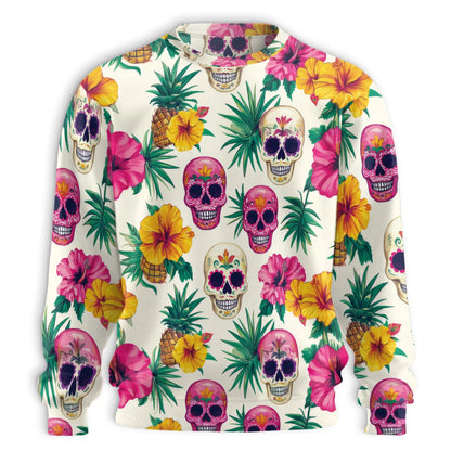 Sugar Skull Sweatshirt, 3D All Over Print Day of the Dead Crewneck Pullover for Men Women, Sugar Skull Lover Gift - Netecom