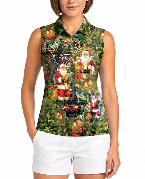 Vintage Santa Claus Sleeveless Polo Shirt for Women | Netecom
