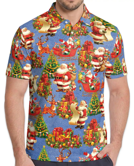 Santa Christmas Polo Shirt – Holiday Gift Print | Netecom