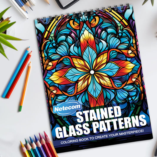 Stained Glass Patterns Spiral Bound Coloring Book, Beautiful Stained Glass Patterns for an Artistic Experience, Great for Those Seeking a Unique Creative Outlet