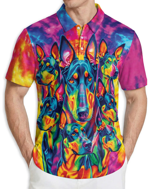 Doberman Neon Polo Shirt – Psychedelic Dog Style | Netecom
