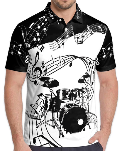 Drums Music Polo Shirt for Men – Rock Band Style Design | Netecom