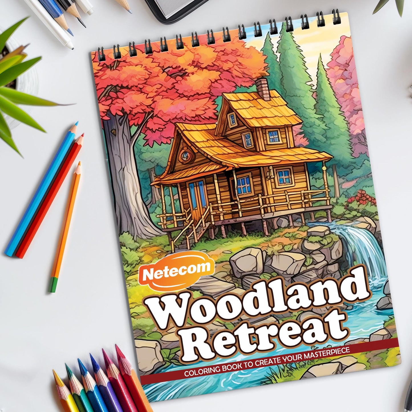 Woodland Retreat Spiral Bound Coloring Book, Peaceful Woodland Scenes for a Nature-Inspired Escape, Great for Those Seeking Serenity and Natural Beauty