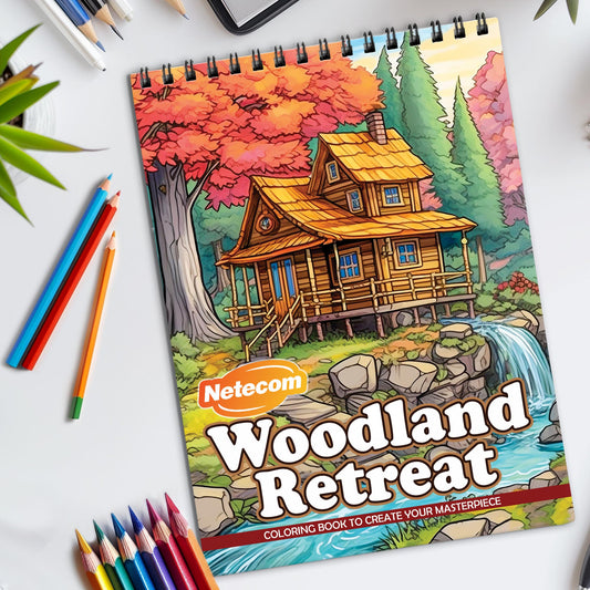 Woodland Retreat Spiral Bound Coloring Book, Peaceful Woodland Scenes for a Nature-Inspired Escape, Great for Those Seeking Serenity and Natural Beauty