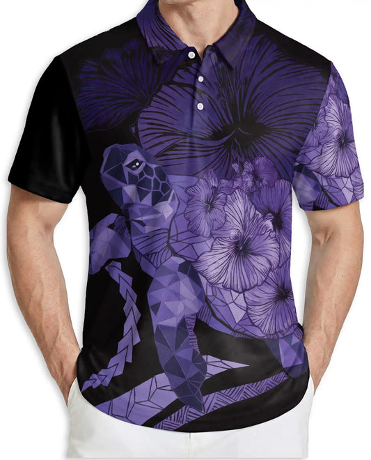 Sea Turtle Polo Shirt – Tropical Hibiscus Print | Netecom