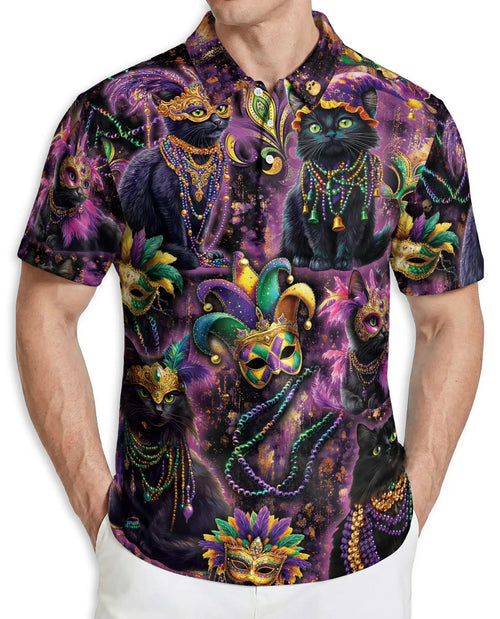 Mardi Gras Black Cat Polo Shirt | Netecom