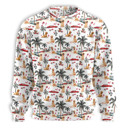 Golden Retriever Palm Trees Sweatshirt, 3D All Over Print Tropical Dog Crewneck Pullover for Men Women, Golden Retriever Lover Gift - Netecom