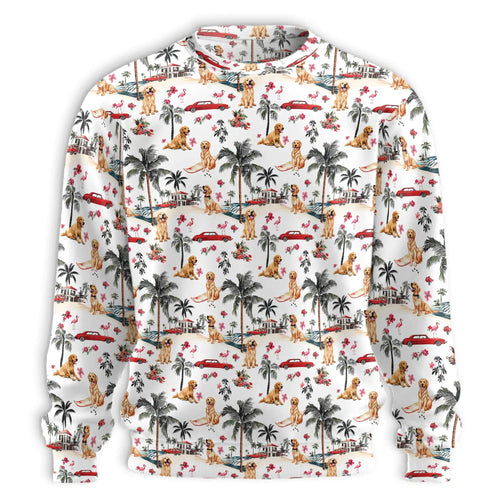 Golden Retriever Palm Trees Sweatshirt, 3D All Over Print Tropical Dog Crewneck Pullover for Men Women, Golden Retriever Lover Gift - Netecom