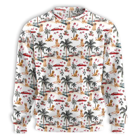 Golden Retriever Palm Trees Sweatshirt, 3D All Over Print Tropical Dog Crewneck Pullover for Men Women, Golden Retriever Lover Gift - Netecom